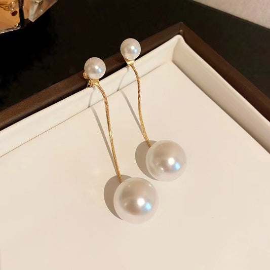 Pearl Hanging Korean Earrings – Golden