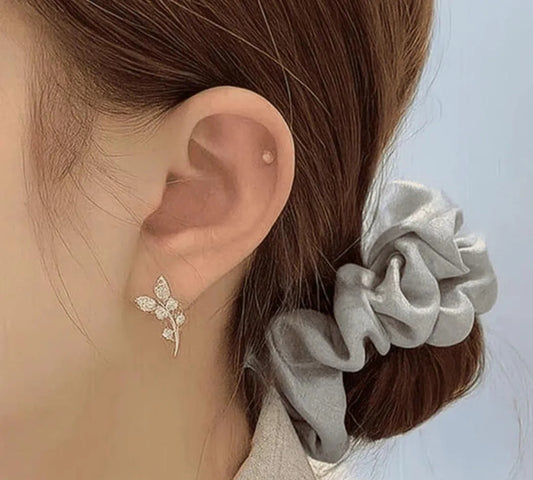 Butterrfly Zircon Earrings Silver Golden Pakistan