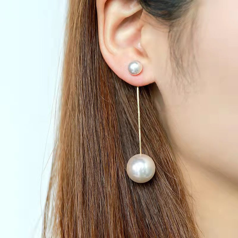 Pearl Hanging Korean Earrings – Golden