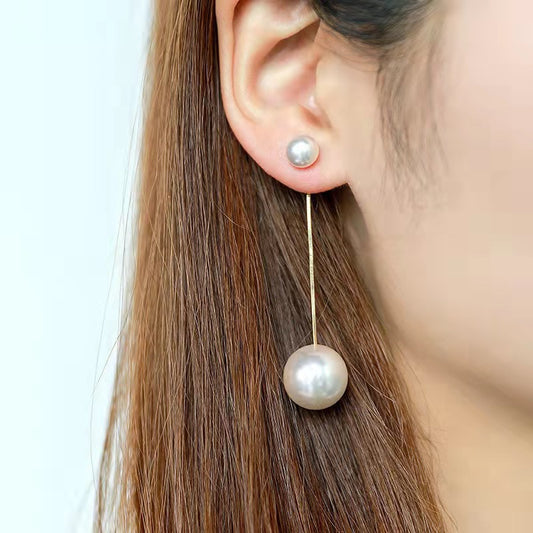 Pearl Hanging Korean Earrings – Golden
