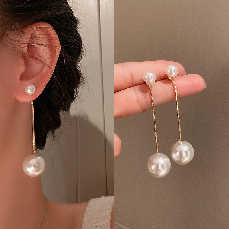 Pearl Hanging Korean Earrings – Golden