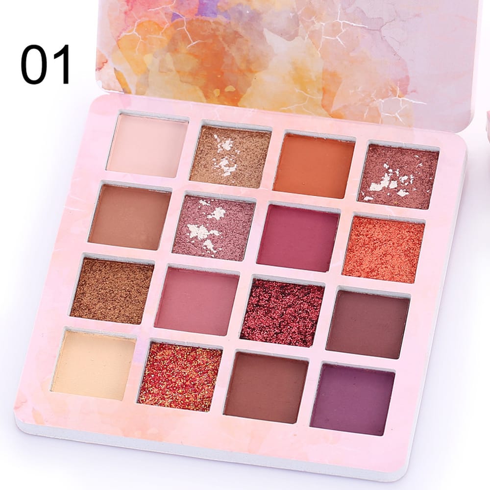 16-Color Makeup Eyeshadow Palette | Matte & Shimmer Shades