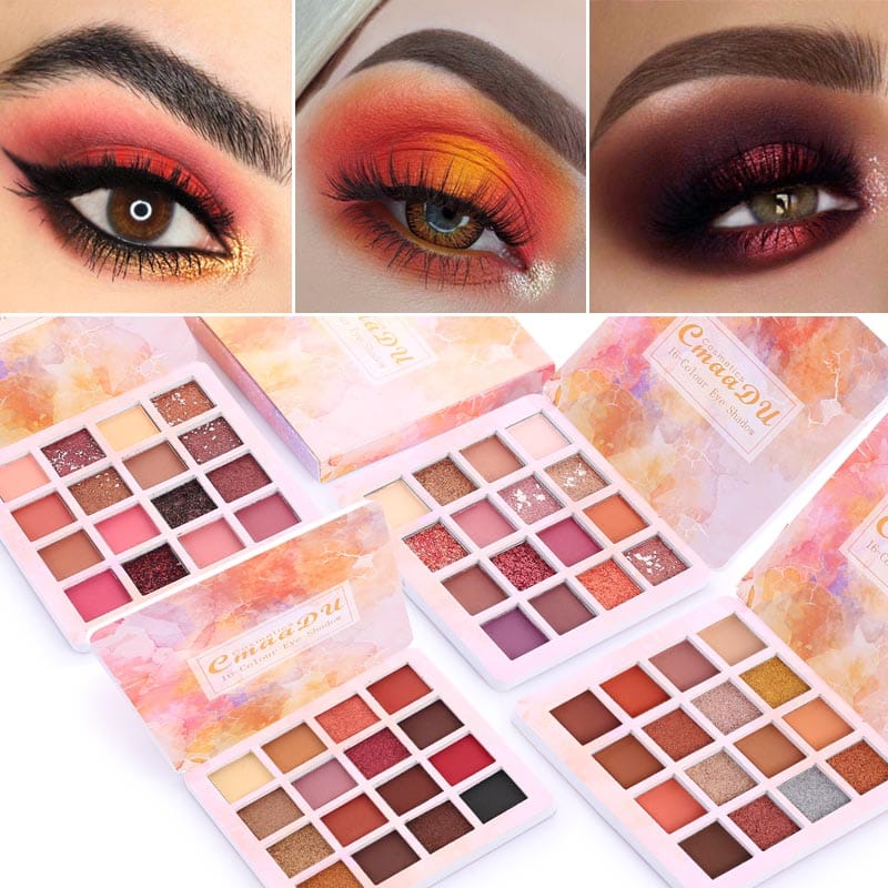 16-Color Makeup Eyeshadow Palette | Matte & Shimmer Shades