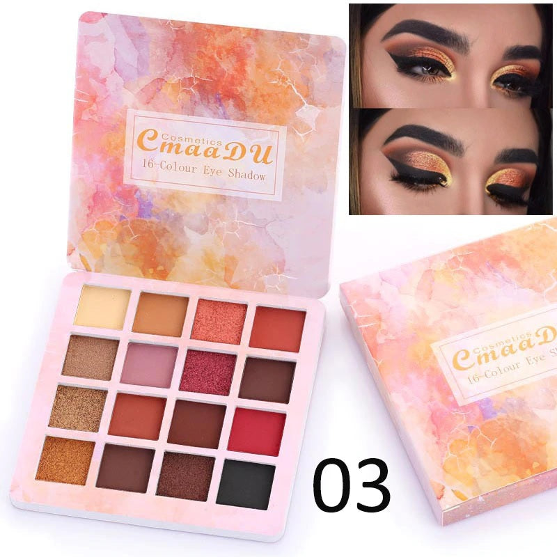 16-Color Makeup Eyeshadow Palette | Matte & Shimmer Shades