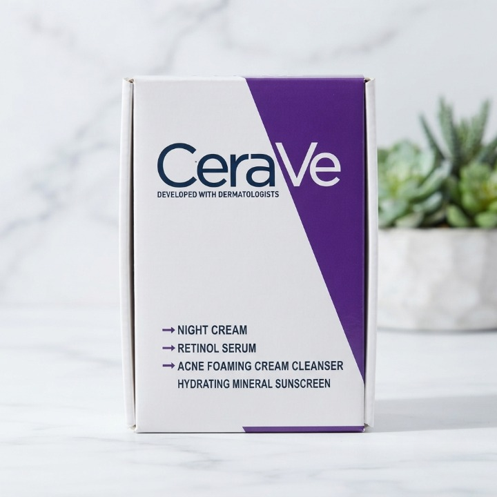 CeraVe 4-in-1 Skincare Kit – Cleanser, Retinol, Night Cream & Sunscreen