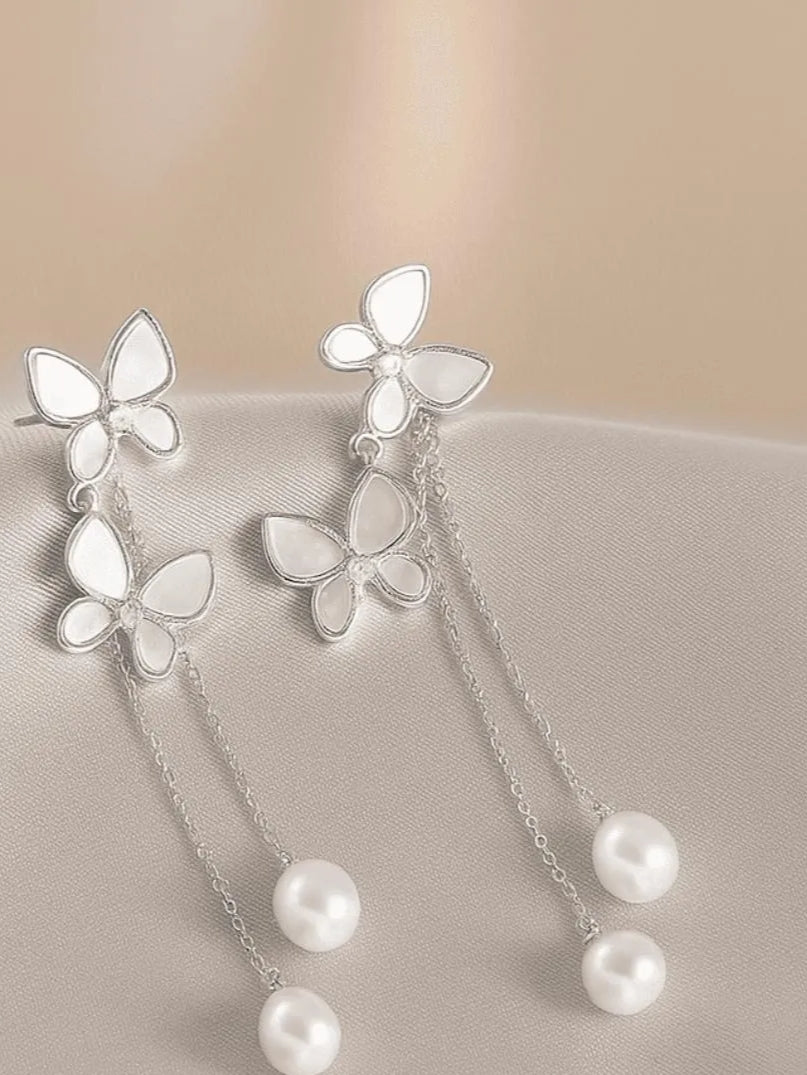 Elegant korean triple butterfly korean earrings