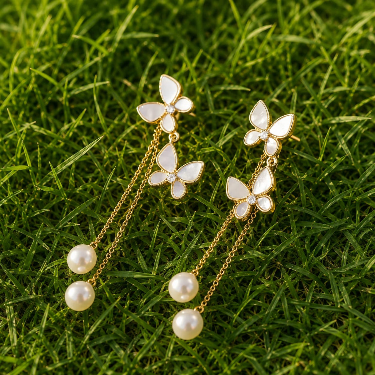 Elegant korean triple butterfly korean earrings